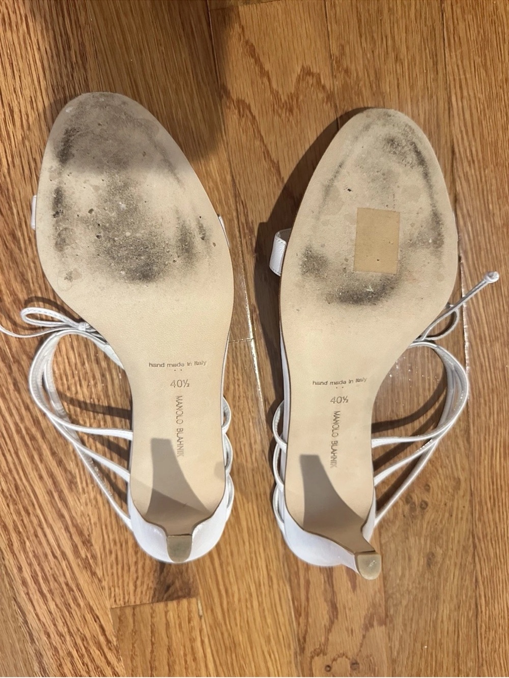 Manolo Blahnik White Leather Lace-Up High Heel Sandal - Picture 5 of 6
